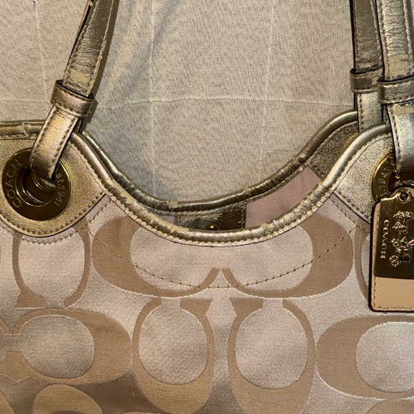 Coach Beige and Gold Signature Tote - Picture 12 of 12
